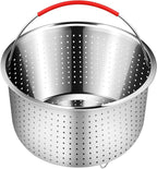 REDANT Vegetable Steamer Basket for Instant Pot Accessories 6 & 8 Qt - Stainless Steel Strainers and Colanders - Metal Strainer for Cooking Broccoli, Eggs, Pasta, Quinoa - with 2 Gloves, 6 Quart