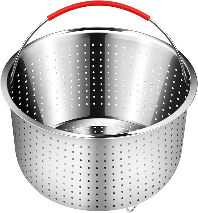 REDANT Steamer Basket for Instant Pot Accessories 3 qt - Strainer and Colander for Kitchen - Stainless Steel Vegetable Steamer for Cooking Broccoli, Pasta, Quinoa - with 2 Silicone Gloves, 3 Quart