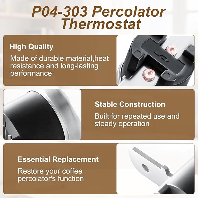 P04-303 Coffee Percolator Thermostat for Farberware FCP Series Coffee Maker Percolators FCP412,FCP240, FCP280,Temperature Control Coffee Pot Switch Replacement Part
