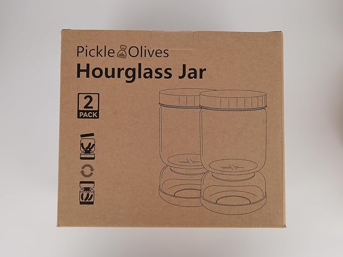 Pickle Jar, Pickle and Olive Hourglass Jar Pickle Juice Separator from Wet and Dry, Upgrade Food-grade ABS Lid and BPA Free Hourglass Pickle Jar for Airtight Food Storage 2 Pack