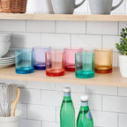 US Acrylic Classic Plastic Reusable Drinking Glasses (Set of 6) 12oz Rocks Cups Assorted Colors | BPA-Free Tumblers, Made in USA | Top-Rack Dishwasher Safe