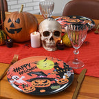 10-Inch Halloween Melamine Dinner Plates, 12-Piece Dishes Set, Lightweight & Stackable for Holidays& Decor‌ Party plates, Ideal for Salad,Dessert,Fruit and Cakes-Halloween Pattern