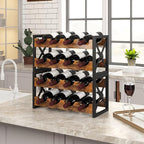 Homeiju 2-in-1 Wine Rack Countertop, Small Wine Rack Organizer Holder, Wooden Wine Rack Inserts for Cabinet, Stackable Wine Rack for Kitchen,Home Bar