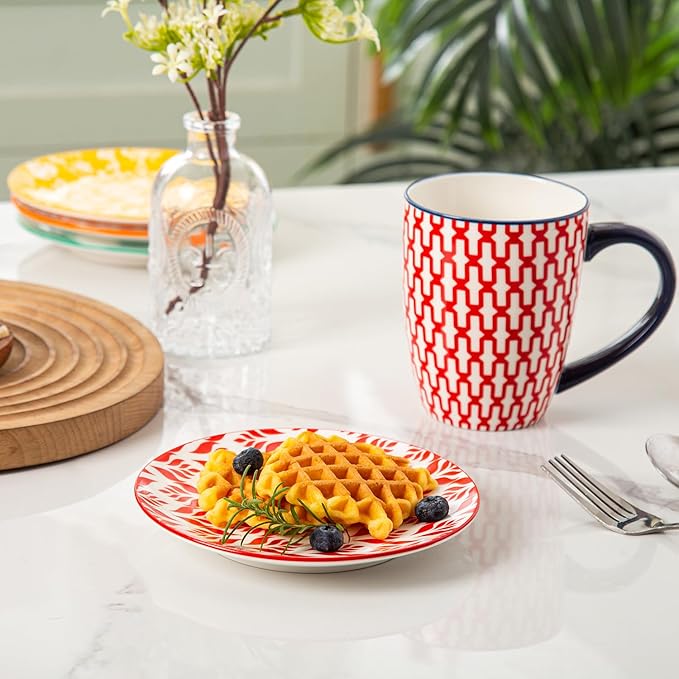 Ceramic Dessert Plates Set - 6 Inch Small Appetizer Plates for Kitchen - Salad Plate for Cake Snacks Side Dish, Microwave Dishwasher Safe, Gift, Assorted Colors
