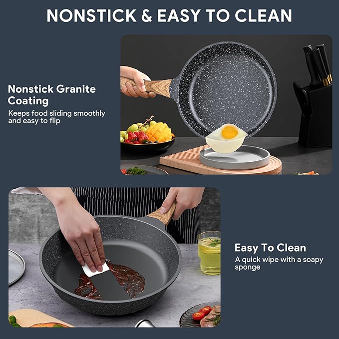 Non-stick Die-cast Deep Frying Pan Set Skillet Set Egg Omelette Pan (3)