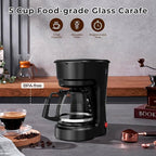 5-Cup Programmable Coffee Maker, Small Drip Coffee Machine with Food-grade Glass Carafe Coffee Pot, Always Keep Warm with Switch, Delay Brew, 25oz Water Reservoir, Compact for Home/Office/RV/Dorm