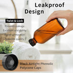 24 Pack 8oz Amber Glass Boston Round Bottles with Phenolic Polycone Caps – Airtight, Leak-Proof Brown Glass Containers for Kombucha Brewing, Storing Condiments, Essential Oils, and Homemade Solutions