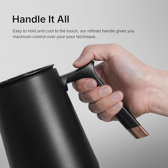 TIMEMORE Fish Smart Electric Coffee Kettle 600ML, Gooseneck Pour Over Kettle for Coffee and Tea Variable Temperature Control, Home Edition Black