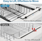 iSPECLE Expandable in Sink Dish Drying Rack - Adjustable Capacity (12.4''-17.1''L) Over The Sink Dish Drainer Drying Rack for Kitchen Counter and Sink, Dish Rack with Utensil Holder, Black