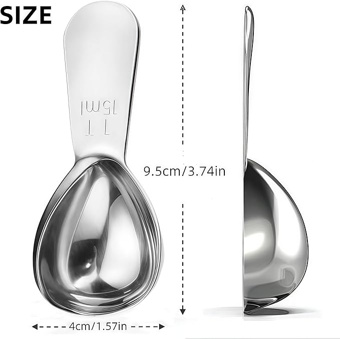 3 Piece 15g Coffee Scoop, Stainless Steel with Graduated Spoon for Coffee Beans, Sugar, Flavourings, etc