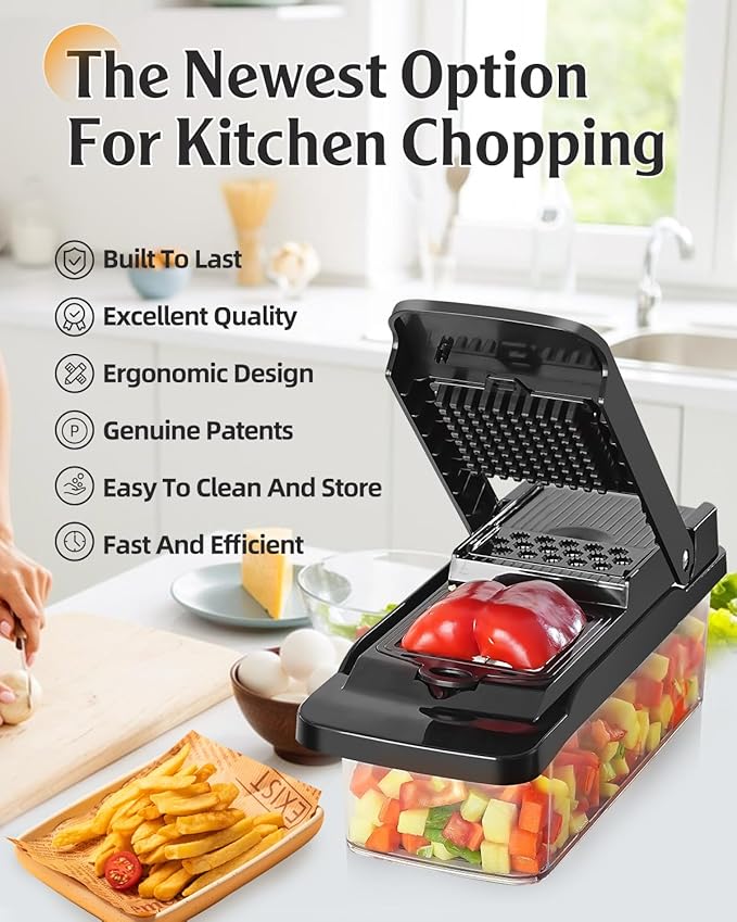 Vegetable Chopper Spiralizer Mandoline Onion Slicer - Multifunctional Food Cutter with Container, Pro Mandoline Slicer, Dicer Cutter, Kitchen Gadgets & Home Essentials