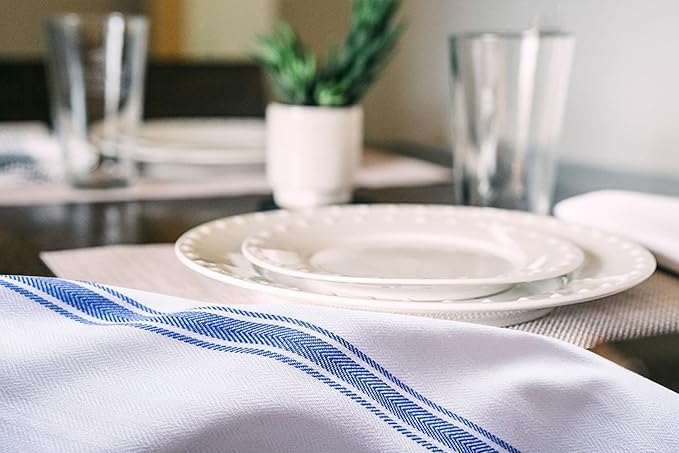 Dish Towels Set (Value Pack of 15) Size 15x25 Inch, 100% Cotton Soft & Absorbent Linen Kitchen Towel, Tea Towels, Reusable Cleaning Cloths for Household Cleaning (Blue)