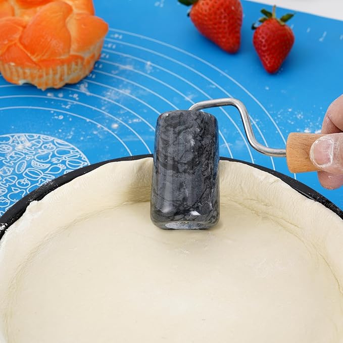 Tianman Rolling Pin Pizza Roller, Marble Roller Non-Stick T-Type, For Cake Baking Tortilla Fudge Pizza Cookies and Other Kitchen Baking Cooking (Type 3 Black).