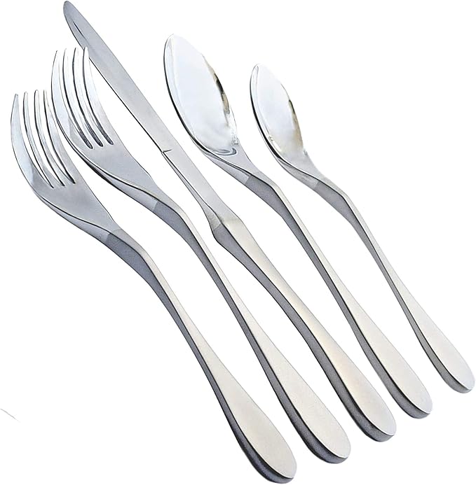 Knork Original Cutlery Utensils Flatware Set, 20 Piece (Service for 4), Duo Silver