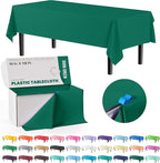 Exquisite Party Solids 54 Inch X 100 Feet Dark Green Plastic Table Cover Roll in A Cut - to - Size Box with Convenient Slide Cutter. Cuts Up to 12 Rectangle 8 Feet Plastic Disposable Tablecloths