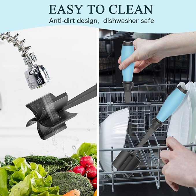 Meat Chopper, 5 Curve Blades Ground Beef Masher, Heat Resistant Meat Masher Tool for Hamburger Meat, Ground Beef, Turkey and More, Nylon Hamburger Chopper Utensil Non-scratch Utensils-blue