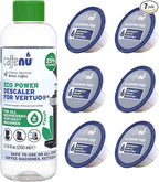 Caffenu Descaling Kit Compatible with Nespresso Vertuo, 2 Uses Descaling Solution and 6 Cleaner Pods. Removes Limescale & Cleans Pod Area. Better Tasting & Hotter Coffee. 4 Months Supply.