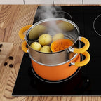 4 QT Steamer for Cooking, Vegetable Steamer Pot, 18/8 Stainless Steel Oranger Pot with Lid and Steaming Basket, Compatible with All Stovetops, Dishwasher Safe