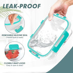 30 oz 5 Pack Glass Meal Prep Containers, Glass Storage Containers with Lids - Dishwahser, Microwave, Oven and Freezer Safe, Green