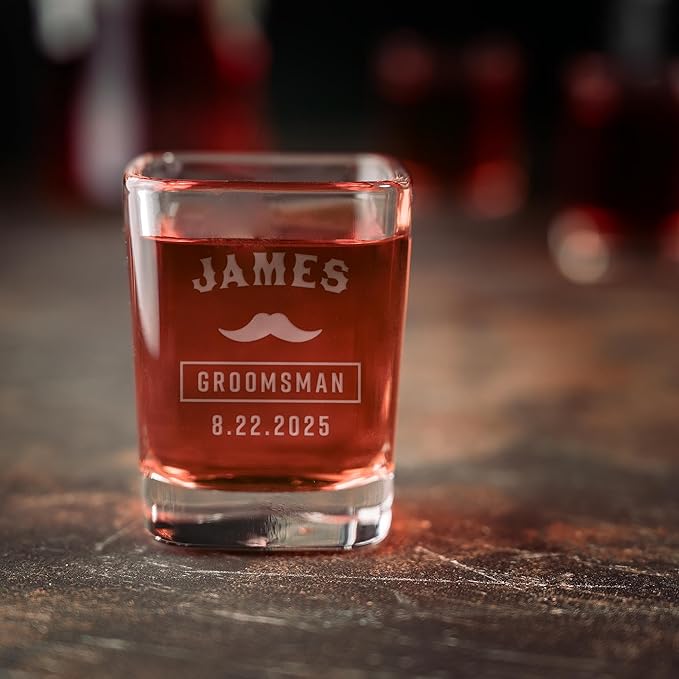 Groomsmen Shot Glasses - Personalized Wedding Party Gift or Proposal - 8 Pack