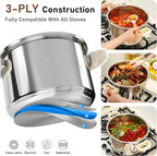 8 QT Stainless Steel Pressure Cooker. 10 pcs Olla de presion Set, Cooking Pressure Cooker with 3 PSl Settings Release Valve & Multiple Protective Devices, Compatible with Induction and Gas Stovetops