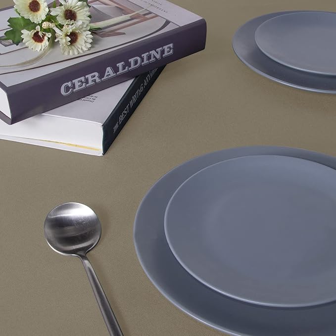 sancua Rectangle Tablecloth - 70 x 90 Inch - Stain and Wrinkle Resistant Washable Polyester Table Cloth, Decorative Fabric Table Cover for Dining Tables, Buffet Parties and Camping, Taupe