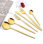 24Pcs Gold Mirror Silverware Flatware Set, 18/0 Stainless Steel Cutlery Set Utensils Kitchen Dinnerware Include Knife Fork Spoon and Teaspoon, Service for 4