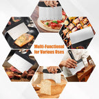 Grill Scraper&Bench Scraper Set，Food Scraper with Handle for Blackstone, Flat Top Grill Cleaning，Premium Stainless Steel Dough Cutter with Measuring Scale for Pastry,Cake,Pizza,Bread,Cooking