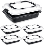 4 Pcs Cake Baking Pan with Lid and Handle, 9 x 13 Inch Non-stick Rectangle Sheet Cake Pan Carrier for Brownie Roasting Cooking Baking (Black Gray)