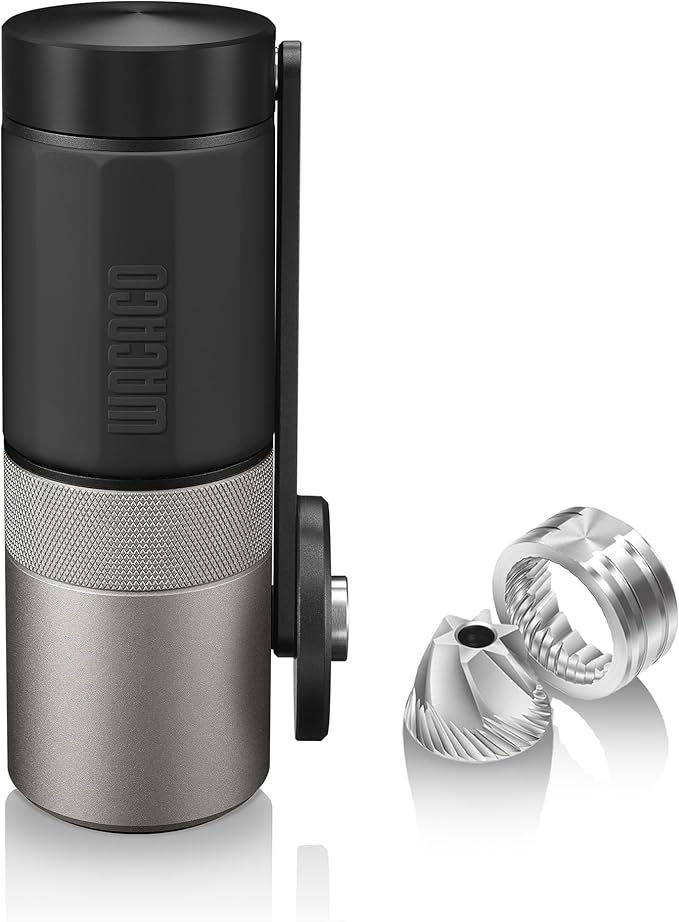 WACACO Exagrind, Manual Coffee Grinder, Stainless Steel Conical Burr, High Precision Adjustable Coffee Bean Grinder with Hand Crank, Handheld Portable Grinder for Espresso, Pour-over, Camping, Travel