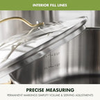 GreenPan 11 Piece Stainless Steel Cookware Set, Induction Ready, Tri-Ply Multiclad Pots & Pans with Lids, Compatible on All Cooktops, Measurement Markings, Dishwasher & Oven Safe, Swift, Gold Handles
