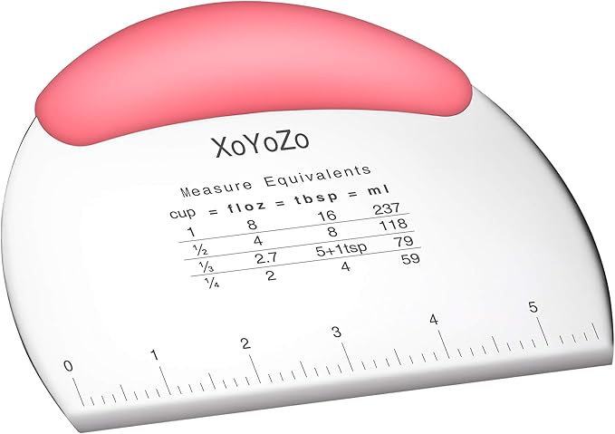 1 pcs Dough Pastry Scraper Chopper/Stainless Steel Dough Scraper Cutter with Ergonomic Rubber Non-Slip Grip/Dough Scraper Cutter/Pro Pastry Pizza Cutter Chopper (Pink)