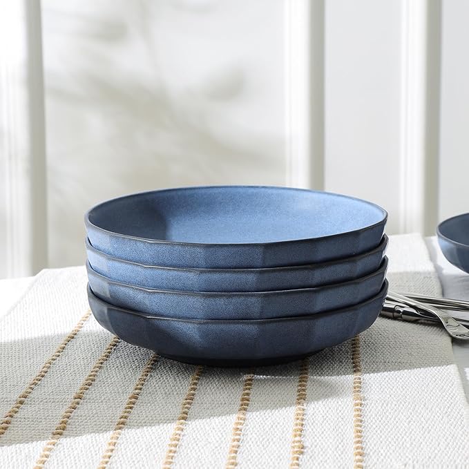 Stone Lain Rio 4-Piece Pasta Bowl Set Stoneware, Blue