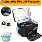 Slow Cooker Carrying Bag, Double Layer Insulated Design Slow Cooker Carrier with Removable Hard Liner and Pot Lid Fastener Fit for 6-8 Quart Crock Pot, Black