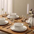 GZG Ceramic Dinner Plates Set of 4,10 Inch Stoneware plate Set,Microwave and Dishwasher Safe Kitchen Utensils,Stackable,Scratch Resistant (Ivory White)