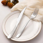 24-Piece Silvery Hammered Silverware Set, Food-Grade Stainless Steel Flatware Service for 6, Modern Cutlery Utensil Set with Forks Knives Spoons, Mirror Polished, Dishwasher Safe for Dining Restaurant