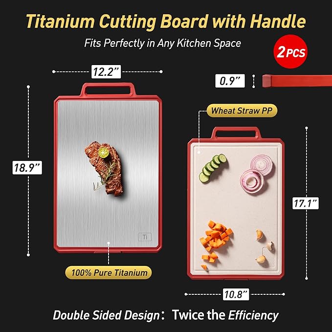 2 Packs Pure Titanium Cutting Boards for Kitchen Chopping Board Butcher Block 2 in 1 Titanium Gift Best Mama Mom Ever Christmas Xmas Birthday Law Step Who Have Everything Good Unique Useful Present