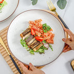 HVH Porcelain Dinner Plates Set of 6, 10.25 inch Ceramic Plates Set, Large Dinner Plates Set for Dinner, Salad, Ceramic Dinner Plates, Healthy Dinner Plates Set of 6, Farmhouse Style (White)