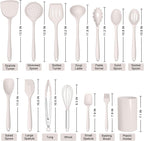 HaWare Kitchen Utensils, 14 PCS Silicone Cooking Utensils Set, Heat Resistant Kitchen Utensils for Non-stick Cookware, Kitchen Gadgets Tools with Spoons, Spatulas, Whisk, Dishwasher Safe (Khaki)