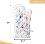 Maison d' Hermine Oven Gloves 100% Cotton Oven Mitt 7" x 13" with Loop Heat Resistant, BBQ, Cooking Gloves, Baking, Grilling, Kitchen, Handling Hot Pans (Pack of 1, Ice Florals)