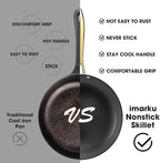 imarku Non stick Frying Pans, Long Lasting 10 Inch Frying Pan, Professional Nonstick Frying Pan Cast Iron Skillet, Stay Cool Handle, Easy Clean Oven Safe Pans, Christmas Gifts for Women/Men