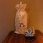 1951 Limited Edition Wine Glass, 75th Birthday Gifts for Women,75th Birthday Aged to Perfection, 75th Birthday Presents for Mom 75th Birthday Party, 1 Pack Reusable Burlap Wine Bag-126