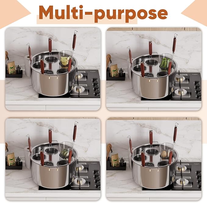 Pasta Pot With Strainer Basket,Large 5 Holes Pasta Pot with Insert for Cooking, Pot With Strainer Lid Stainless Steel for Home Kitchen