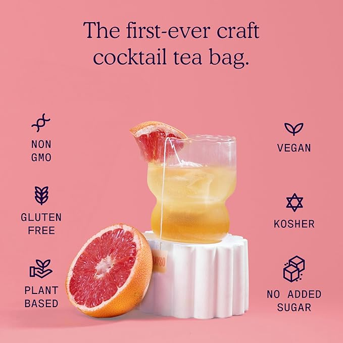 SAYSO Skinny Cardamom Paloma | The Original Craft Cocktail Tea Bag Mixer | Organic, Certified Gluten-free, Non-GMO |< 15 Cal, 0g Sugar, Steep in Cold Water & Spirits, For a Perfect Mocktail, 8 count