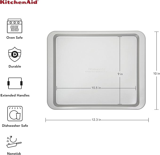 KitchenAid 12.3X10in Nonstick Aluminized Steel Baking Sheet, Silver