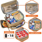 opux Tactical Lunch Box for Men, Tan Mens Insulated Lunch Bag for Adult, Leakproof Soft Lunch Cooler with MOLLE Mesh Side Pockets, Multicam Heavy Duty Lunchbox Pail for Work Women, Large, 18 Cans