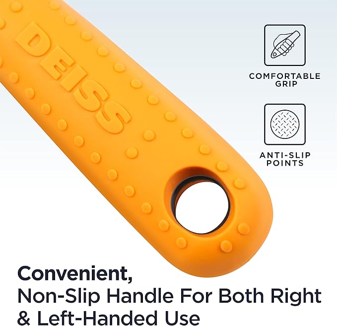 Deiss PRO Swivel Vegetable Peeler - Sharp Stainless Steel Peeler With Easy Non-Slip Hand Grip, Potato Peelers For Kitchen, Fruit, Carrot, Apple, Veggie, Kiwi, Durable, And Dishwasher Safe (ORANGE)