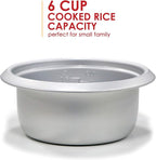 Elite Gourmet ERC-003 Electric Rice Cooker with Automatic Keep Warm Makes Soups, Stews, Grains, Hot Cereals, White, 6 Cups Cooked (3 Cups Uncooked)