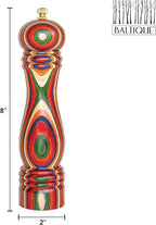 Baltique Marrakesh Pepper Grinder – 8 Inch Colorful Wooden Pepper Mill with Adjustable Stainless Steel Grinding Mechanism – Manual Wood Pepper Grinder for Kitchen or Table Use