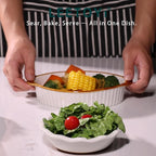 LEETOYI Porcelain Small Oval Au Gratin Pans,Set of 4 Baking Dish Set for 1 or 2 person servings, Bakeware with Double Handle for Kitchen and Home (White/Brown)